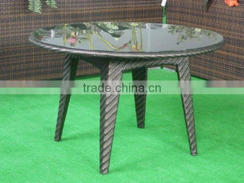 Wicker rattan four legs dining table marble glass dining table
