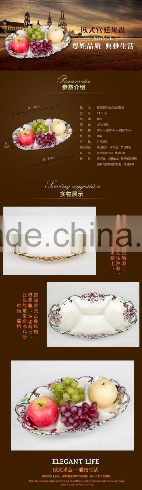 China Factory Wholesale golden electroplating fruit departed plate