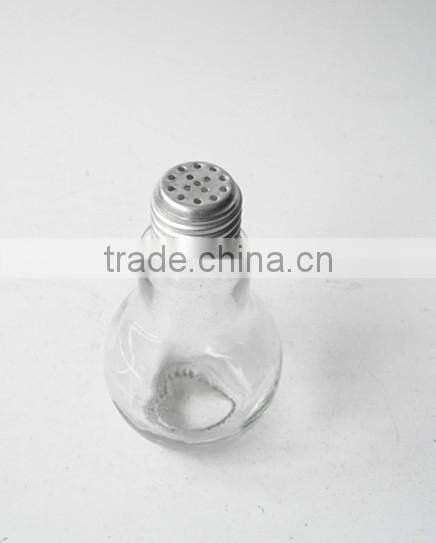 bulb shape glass spice packaging jar bottle with silver hole lid