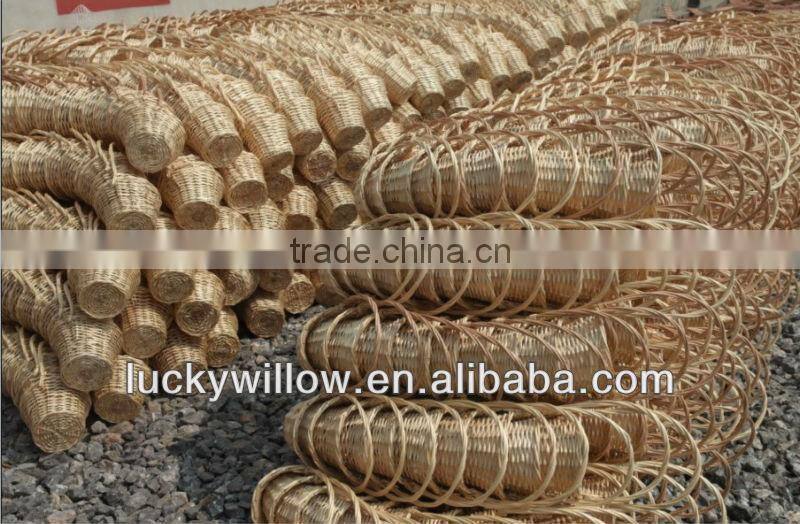 Driect supplier white wicker flower basket with high handle