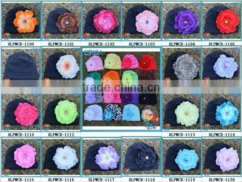 wholesale photo props Toddler Cotton knit beanie with peony flower