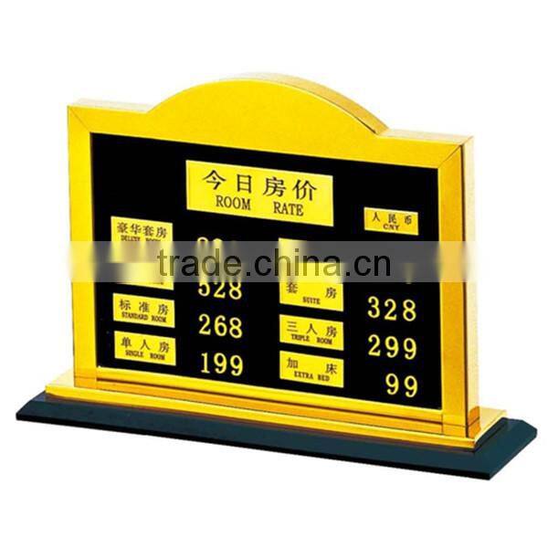 Hotel foreign currency exchange table sign stand/ Stainless steel frame display sign/ Table top sign holder with metal base P-55
