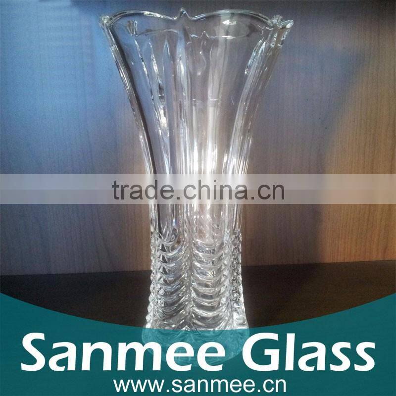 High crystal vases wedding centerpieces,glass vase,flower shaped glass vase