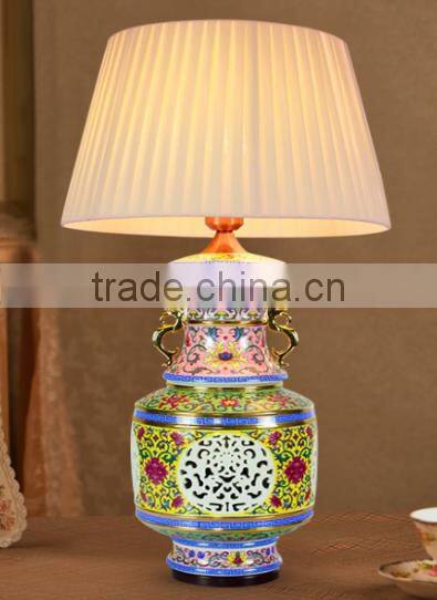 Blue and white ceramic table lamps