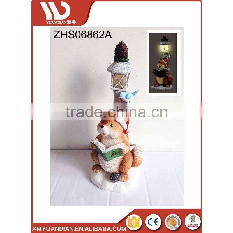 China Home Decor Wholesale Promotional Gifts Resin Craft Fox Ornament Solar Led Light Of Christmas