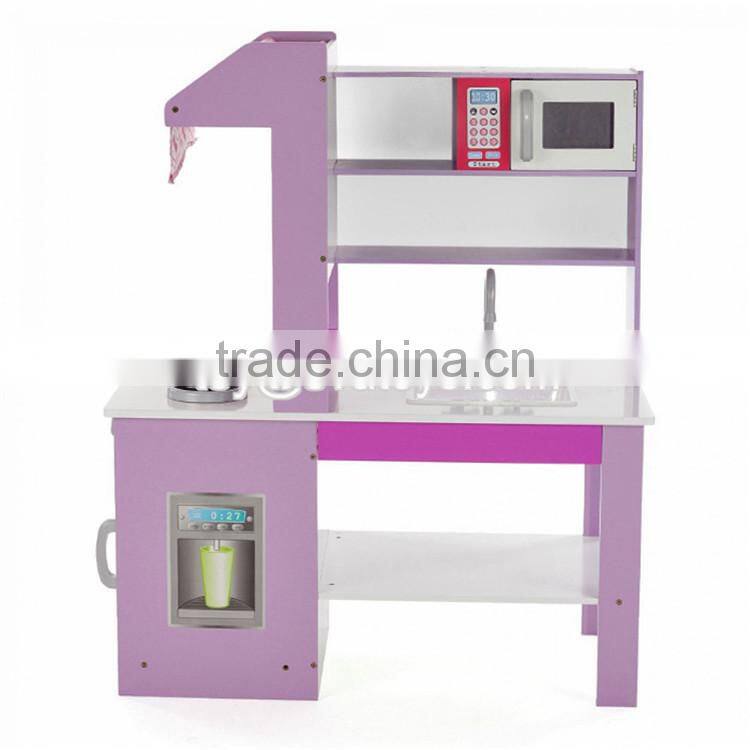 New style double-sided pretend play wooden kids play kitchen set W10C274