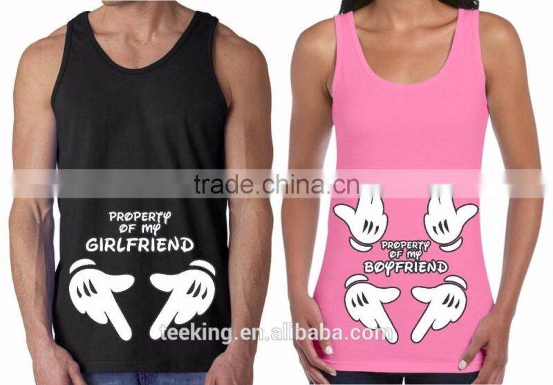 Wholeslae 100% cotton couple tank top with printing logo