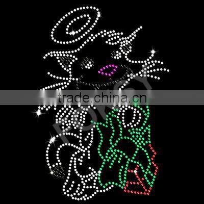 Rhinestone hotfix transfer Blue cat,foil heat transfers