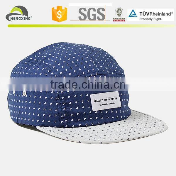 Embroidery design dot pattern cap hat 5 panel camp cap wholesale