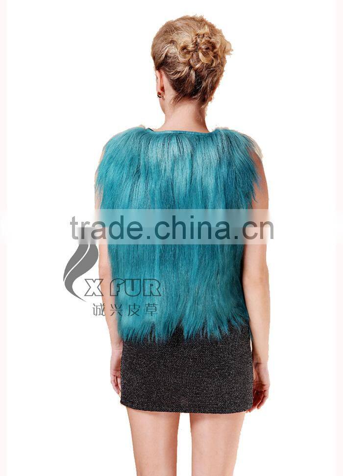 CX-G-B-199A New Arrival Beautiful Color Real Goat Fur Vest 2017
