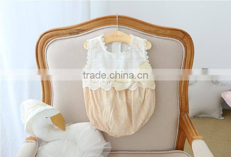 2017 New Design Summer Lace Baby Girls Bubble Romper With Bow