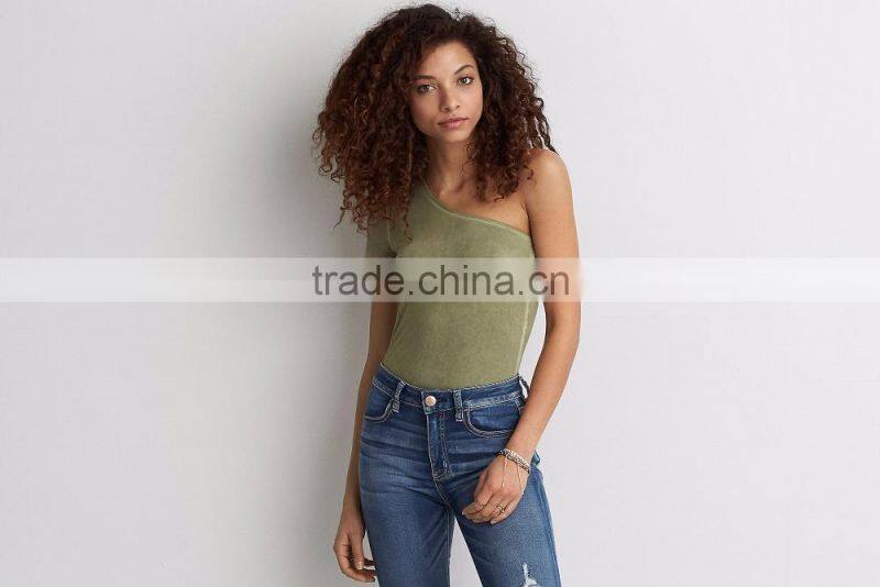 MGOO Sexy One Shoulder T-Shirt Summer Cotton Tank Tops Popular Wholesale Women Fashion Tops