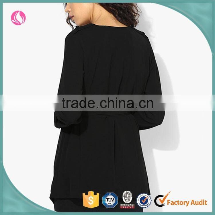 Custom Wholesale Elegant Woman Long Jacket Black Parka Women Winter Coats Latest Apparel