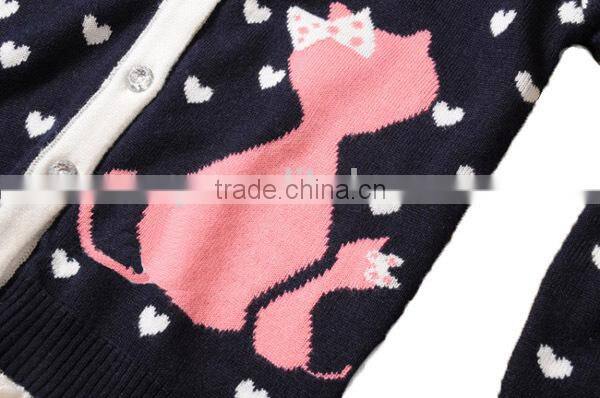2015 New Design Girl Cardigan Sweater Scallop Trim Children Wear Cardigan