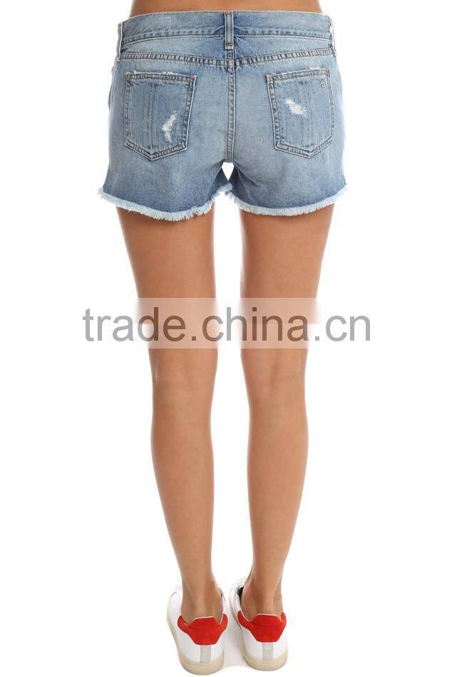 2016 new fashion ladies short tops for jeans ,custom ladies short jeans, hot sell ripped short jeans