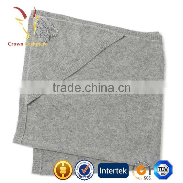 Wholesale Knitted Kid Cashmere Throw Blanket With Fringe