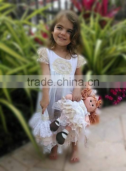 Long Sleeved Vintage Lace Trimmed Tea Length Dress Gown Girls Christmas Satin Nightgown