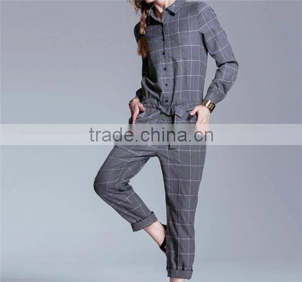 Modern grid individual tooling women's leisure jumpsuit