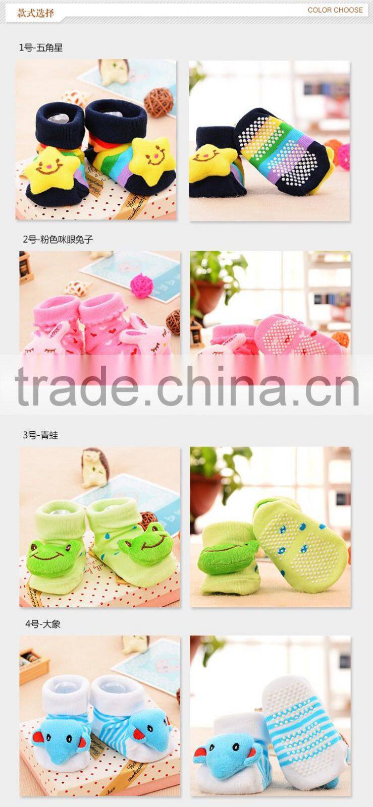 Wholesale cute cartoon baby anti-slip socks newborn baby three dimensional doll cotton tube socks