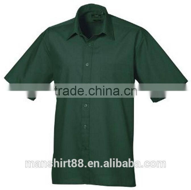 Mens Short Sleeve Formal Poplin Plain Work Shirt