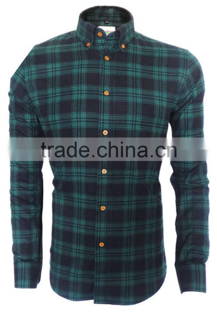 2015 new Brand Autumn Flannel mens plaid button-down collar warm fashion shirt