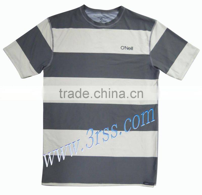 Flat lock stitching men rash Tee Shirts with UPF50+