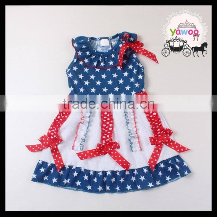 Yawoo 2016 latest navy polka dots july 4th smocked dress designs teenage girls