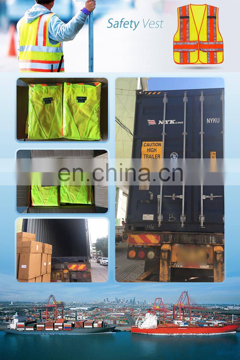 2017 wholesale night yellow mesh reflective running vest with pocket