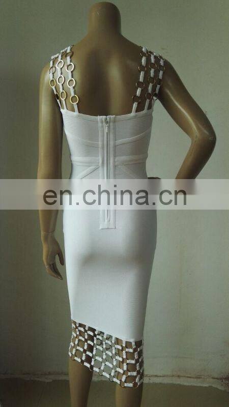 Amigo black sleeveless backless bandage dress sexy long nightclub dresses hollow out with Metal buckle