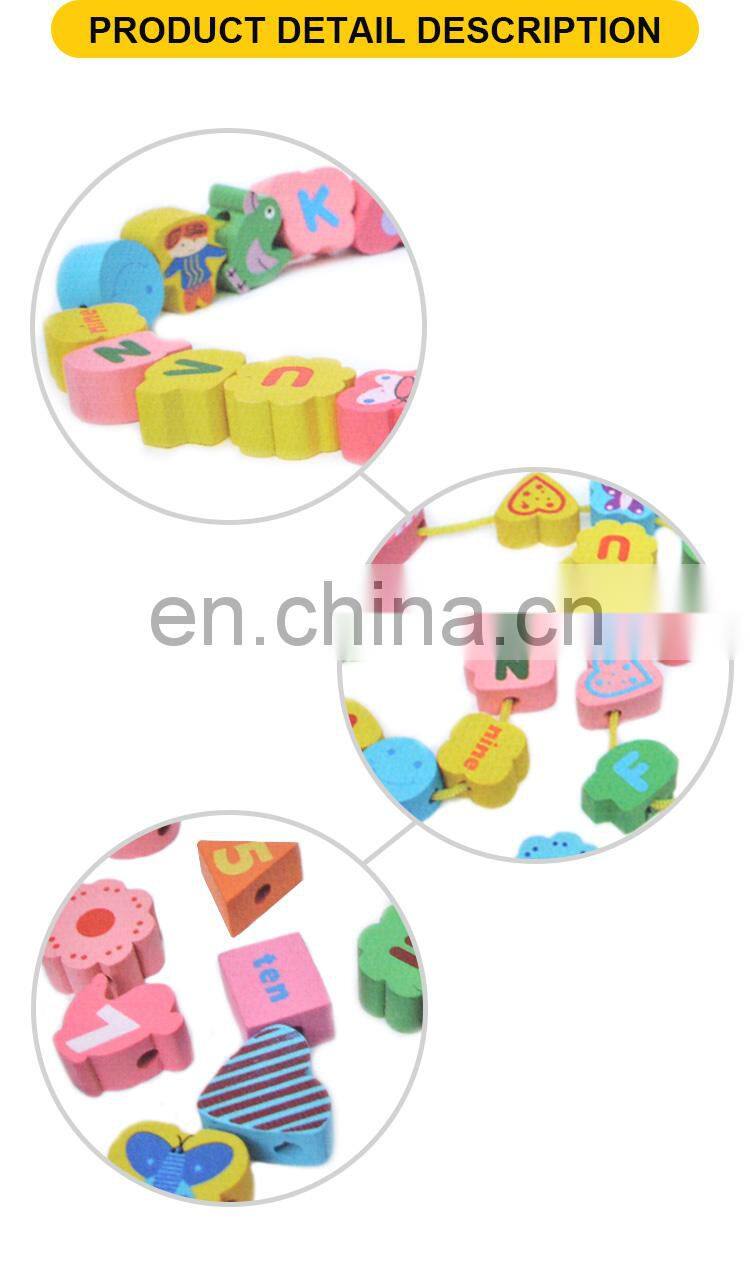 36pcs colorful blocks Children string beads in bulk wooden toys educational baby