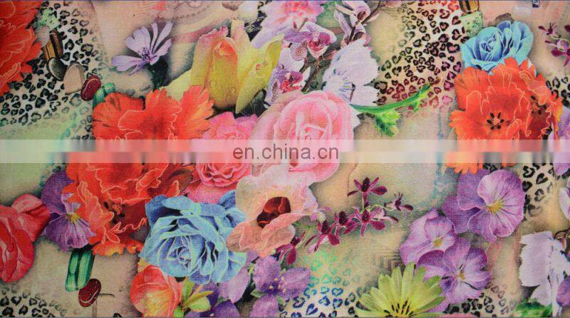 China wholesale 3D picture Digital printed Rayon fabric beautiful flowers