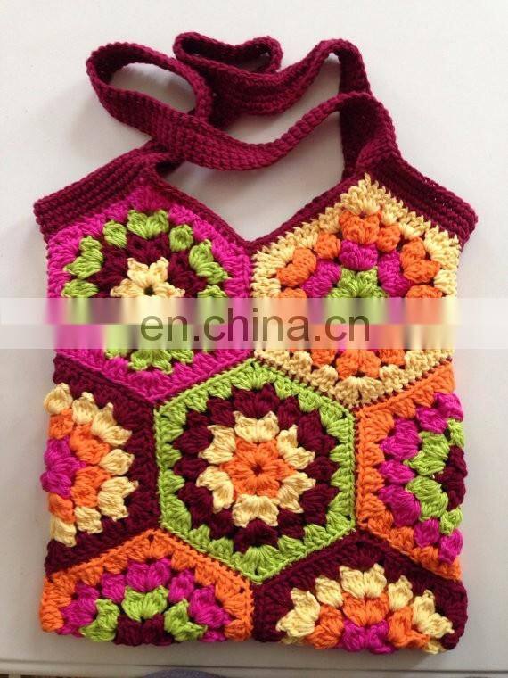 White Flower Handbag, Crochet Handbag, Handmade Colorful Handbag