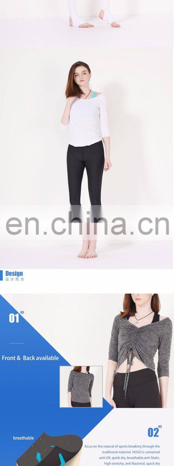 High Quality cotton spandex women fitness running wear custom sports jogger t shirt wholesale running wear yoga wear