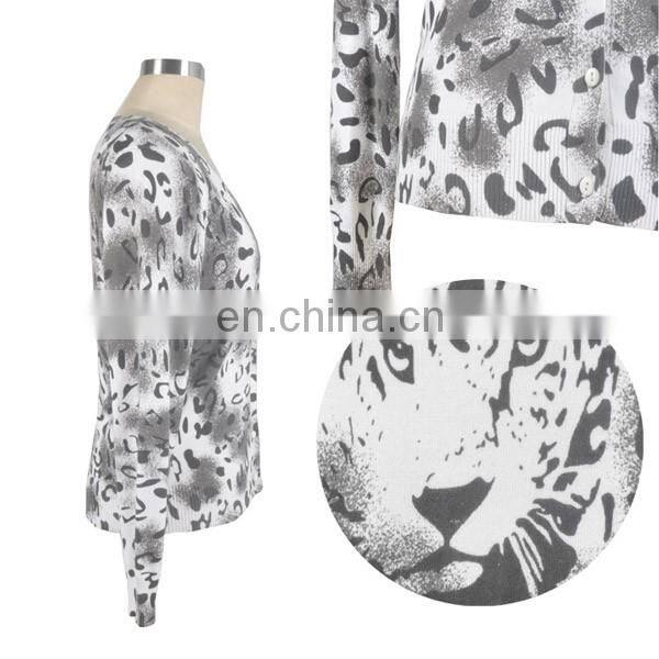 Tiger Viscose Printed Sweater Fabric Floral V Neck Cardigan 2016 Women