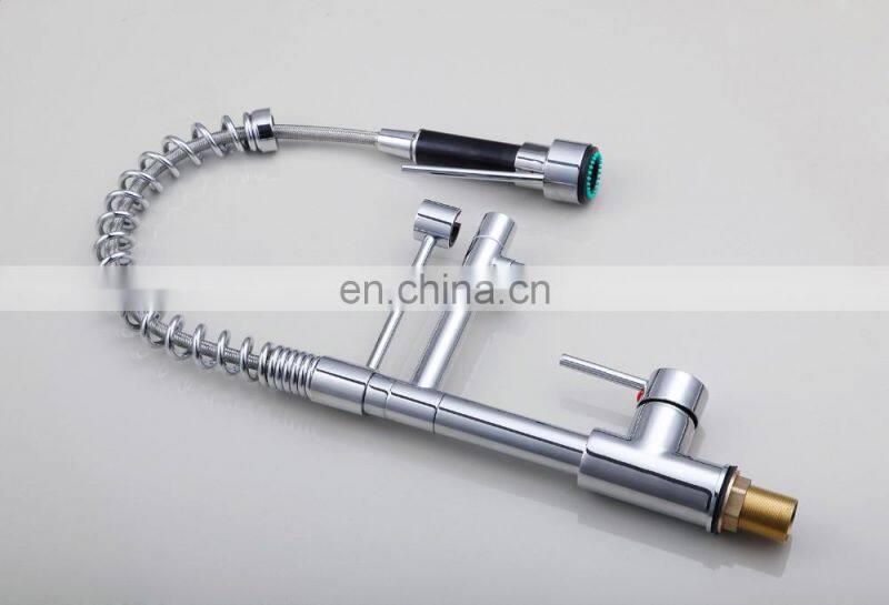 Mixed Brass LED Light Pulling Out Faucet Water Tap For Kitchen