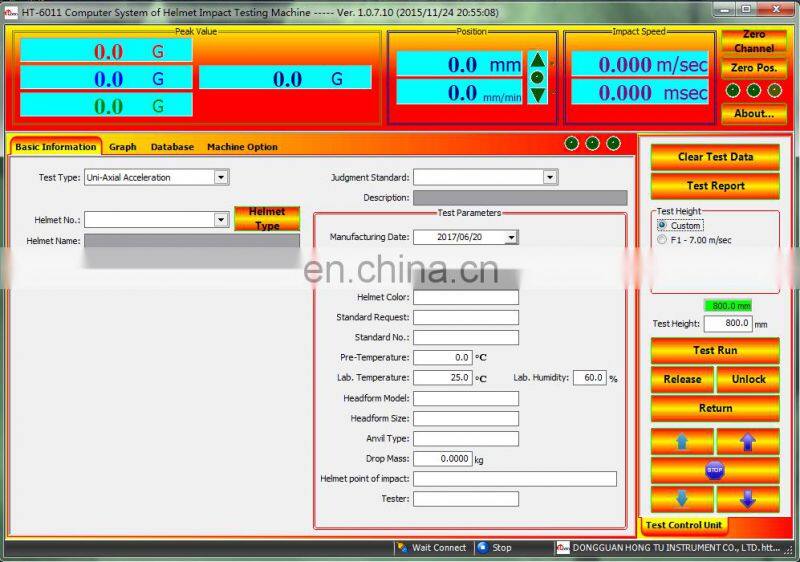 HT-6011-B Bicycle Helmet Impact Tester Machine Maximum Height 3500mm