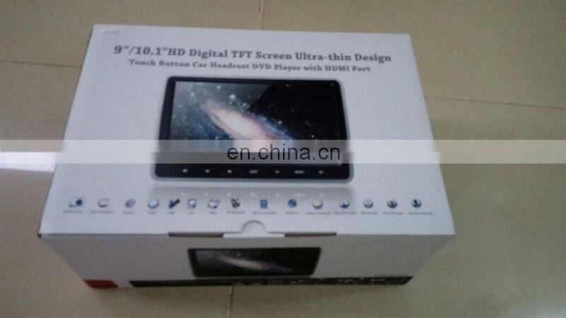10.1" HD Digital TFT Screen Touch Button Car Headrest DVD Player with side into disc