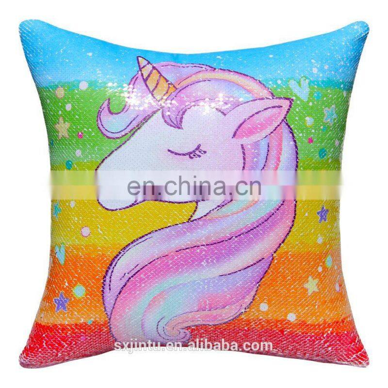 Custom Mermaid Sequin Pillow Case Magic Reversible Throw Cushion Case