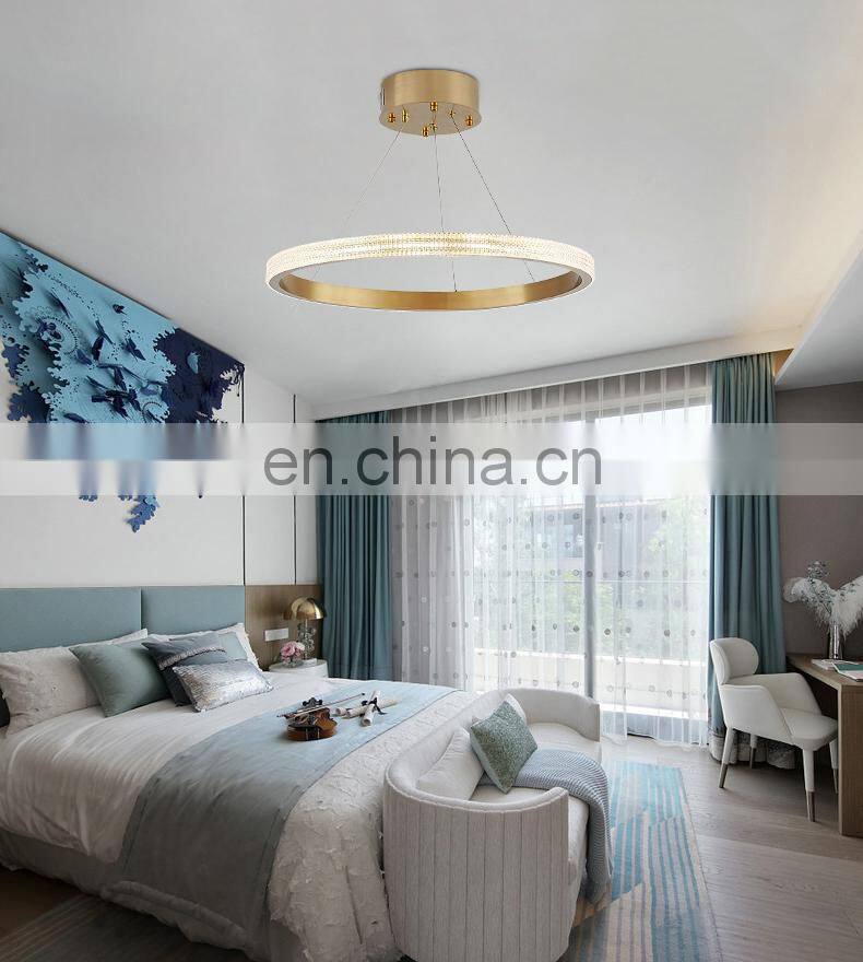 Modern Pendant Lamp Ring Shaped Droplight Black / White Hanging Wire Chandelier Lighting