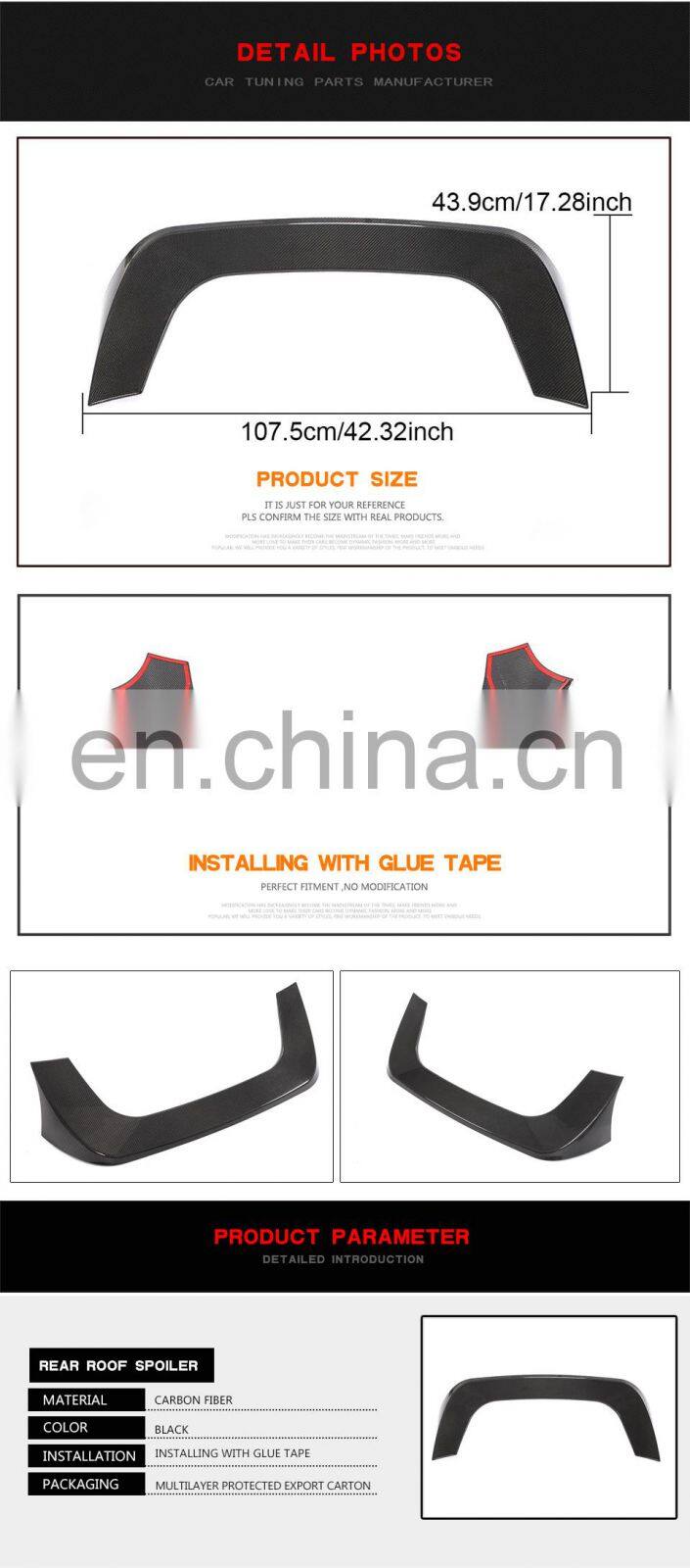 Pure real carbon fiber materials roof spoiler for BMW i3 2014-2020