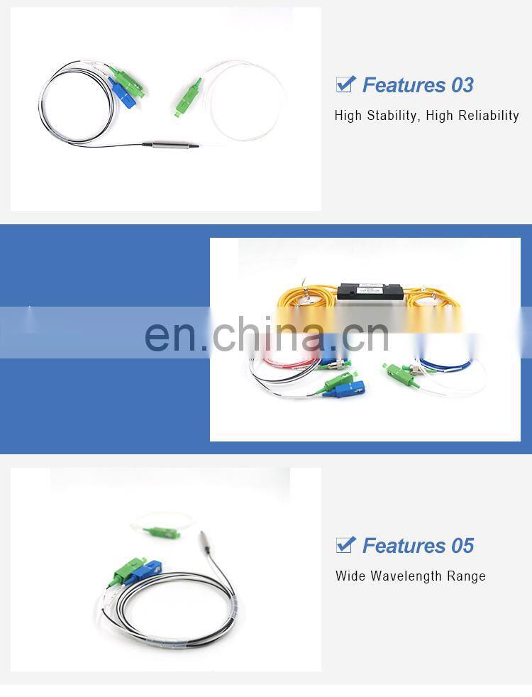Factory Supply WDM 1310 / 1490 / 1550nm Fiber Optic Coupler, Optical Fiber Splitter Loss