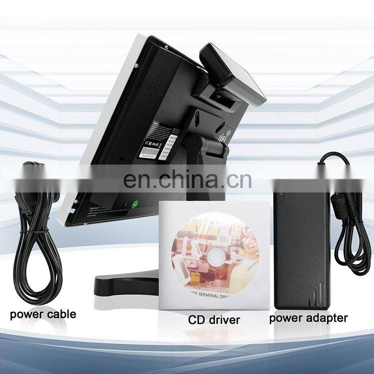 China 15 Inch Dual Screen With Printer Restaurant Retail Capacitive Touch Screen Window Pos System