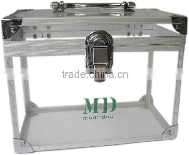 2013 new design acrylic carry case makeup box sample carry case