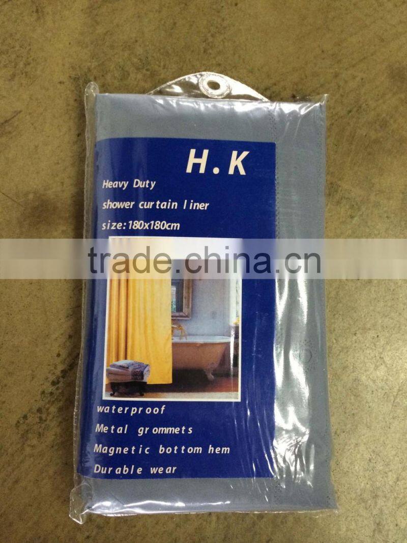 PVC LINER SHOWER CURTAIN WITH 12 PCS METAL RINGS