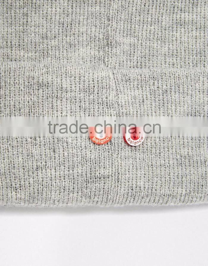 Custom knit beanies with woven label slouch beanie hat