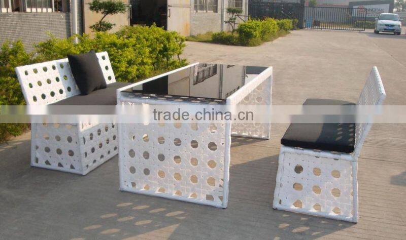 Wholesale lounge furniture rattan dining table set with outdoor lounge chair