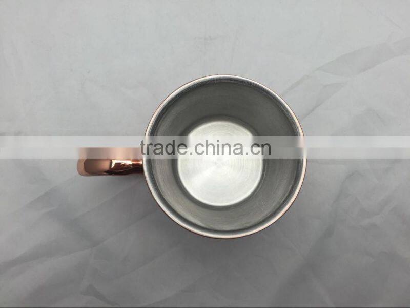 Hot coffee Mug Passed FDA, CA65 Double Wall 304 Stainless Steel, Copper Plated 17oz 500mL insulated Beer Mug with plastic lid