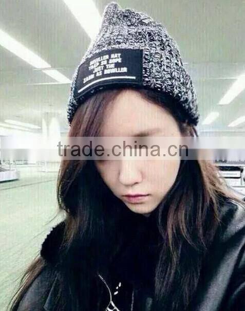 Fashion Popular Applique Embroideried Acrylic Knitting Man Women Beanie Hats