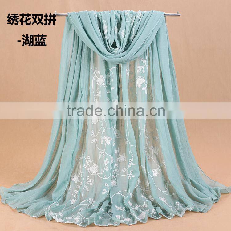 Wholesale Autumn Spring Beautiful Fashion Women Embroidery Shawl Scarf