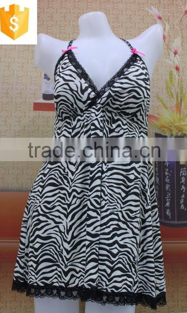 sexy lace decorated babydools lingerie,2016 hot leopard printed sexy girls babydoll nighty